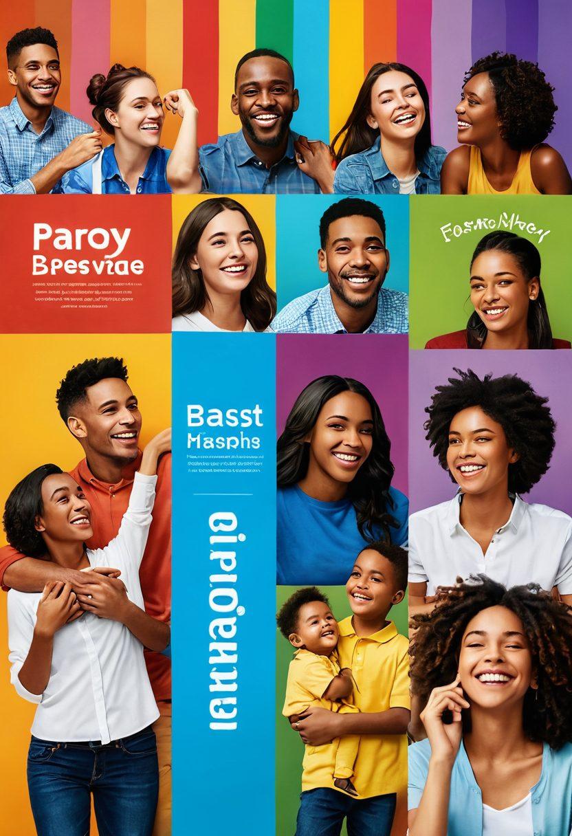 A vibrant, heartwarming scene featuring diverse people engaged with personalized banners, each reflecting different emotions and messages. The background should be colorful and cheerful, showcasing a variety of banners with heartfelt designs and warm colors. Include elements like smiles, laughter, and interaction among people to emphasize connection. Capture the essence of personalization and warmth. super-realistic. vibrant colors. festive atmosphere.